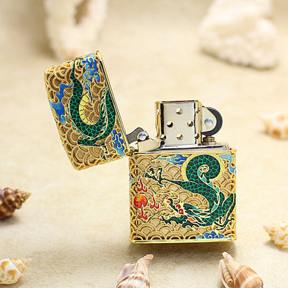 Zippo Solid 3d-embossed Serpent and Phoenix Bring Prosperity Pair Bundle - CM54