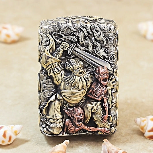 Zippo Solid 3d-embossed Embellished Zhong Kui Demon Slayer - CM03