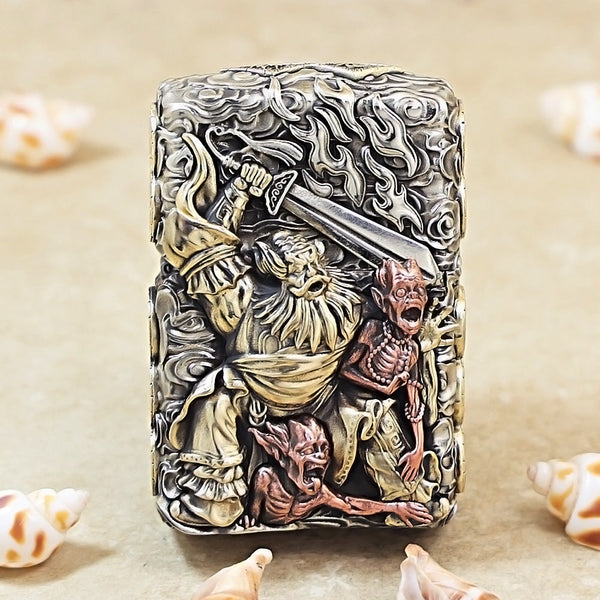 Zippo Solid 3d-embossed Embellished Zhong Kui Demon Slayer - CM03
