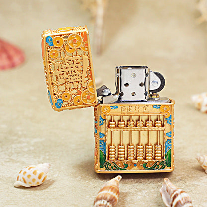 Zippo Solid 3d-embossed Gold Abacus and Bringing in Riches Medallion - CM05