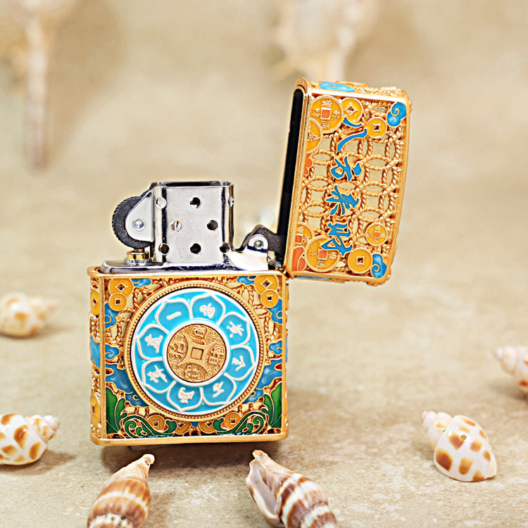 Zippo Solid 3d-embossed Gold Abacus and Bringing in Riches Medallion - CM05
