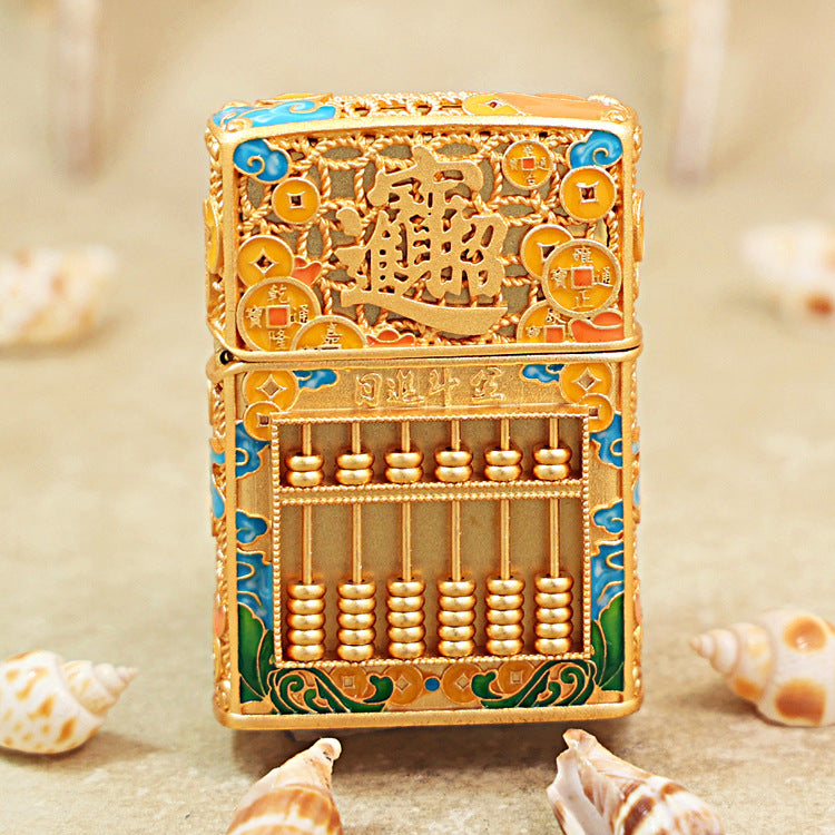 Zippo Solid 3d-embossed Gold Abacus and Bringing in Riches Medallion - CM05