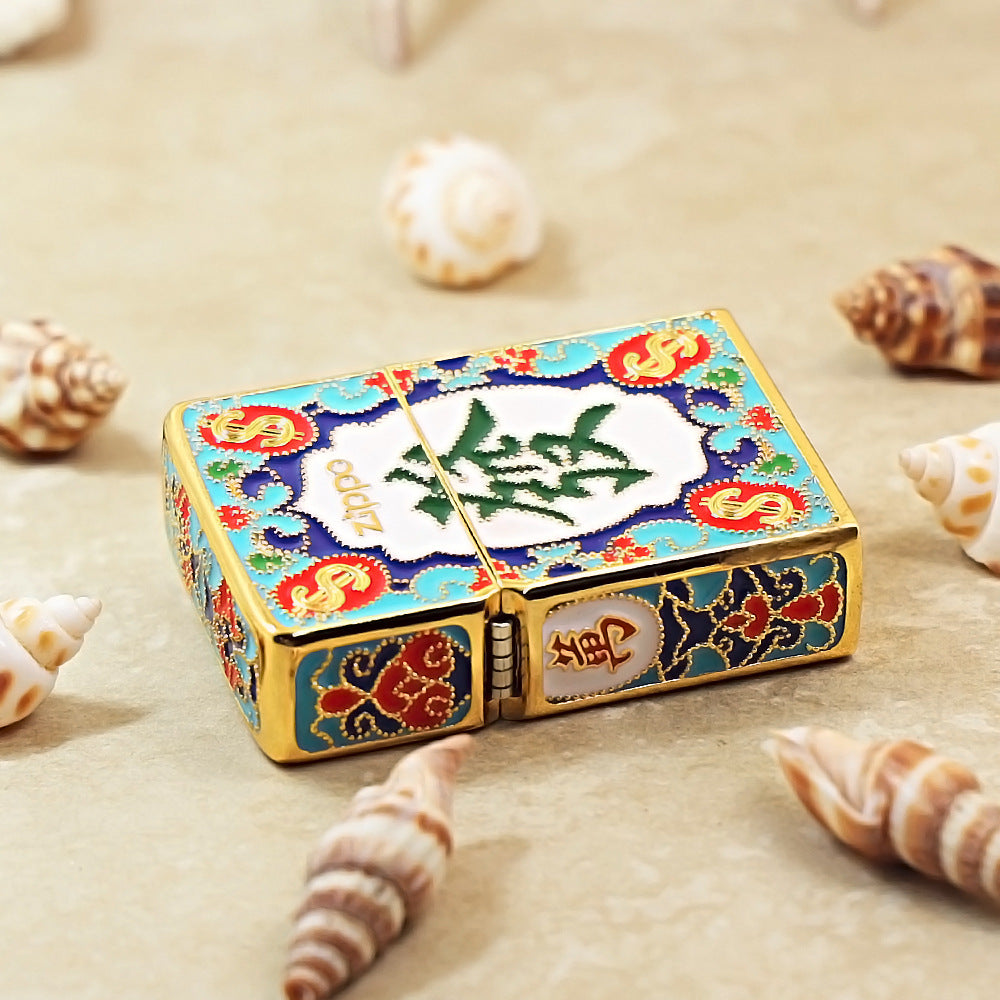 Zippo Solid 3d-embossed Gold Enamel Prosperity Mahjong Tile Case - CM22