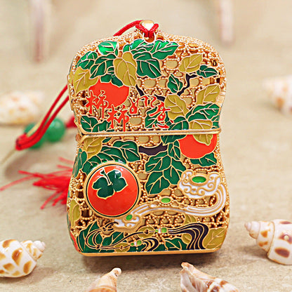 Zippo Solid 3d-embossed Gold Filigree Persimmon Gourd Good Fortune Case Bundle - CM37