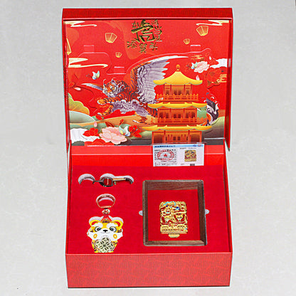 Zippo Solid 3d-embossed Gold Lion Dance and Tiger Zodiac Case Bundle - CM23