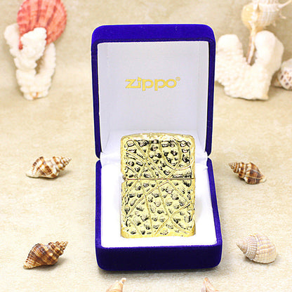 Zippo Solid 3d-embossed Gold Warrior Heavy-duty Case Bundle - CM40