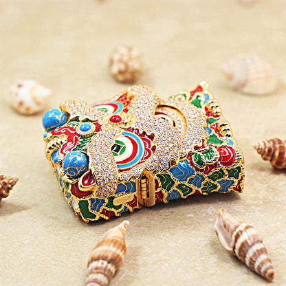 Zippo Solid 3d-embossed Gold and Gemstone Lion Dance Head Case Bundle - CM41