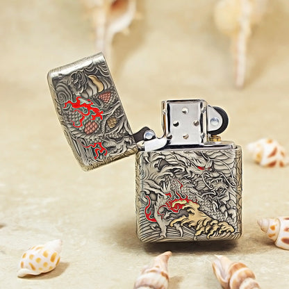 Zippo Solid 3d-embossed Gold and Argent Coiling Serpent Prosperity Medallion - CM16