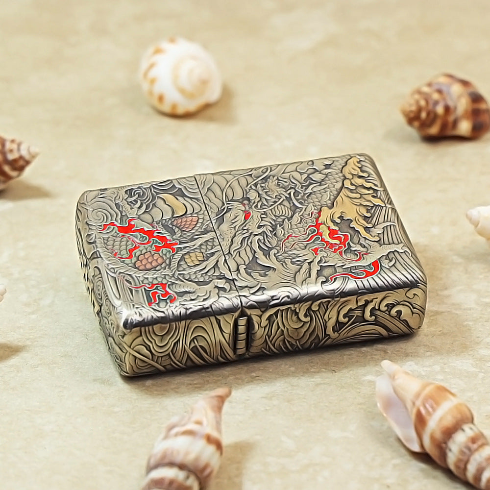 Zippo Solid 3d-embossed Gold and Argent Coiling Serpent Prosperity Medallion - CM16