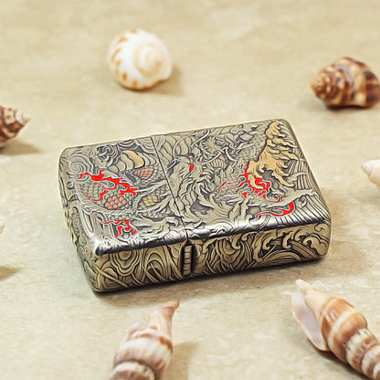 Zippo Solid 3d-embossed Gold and Argent Coiling Serpent Prosperity Medallion - CM16