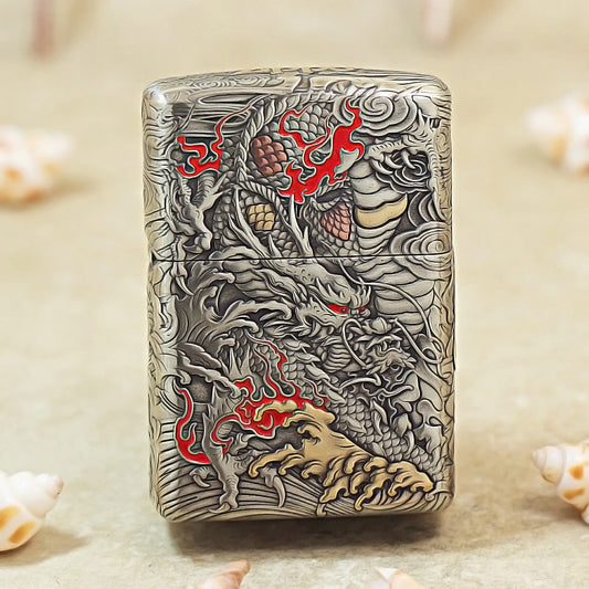Zippo Solid 3d-embossed Gold and Argent Coiling Serpent Prosperity Medallion - CM16