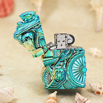 Zippo Solid 3d-embossed Iridescent Steel Motorcycle Engine Case Bundle - CM48