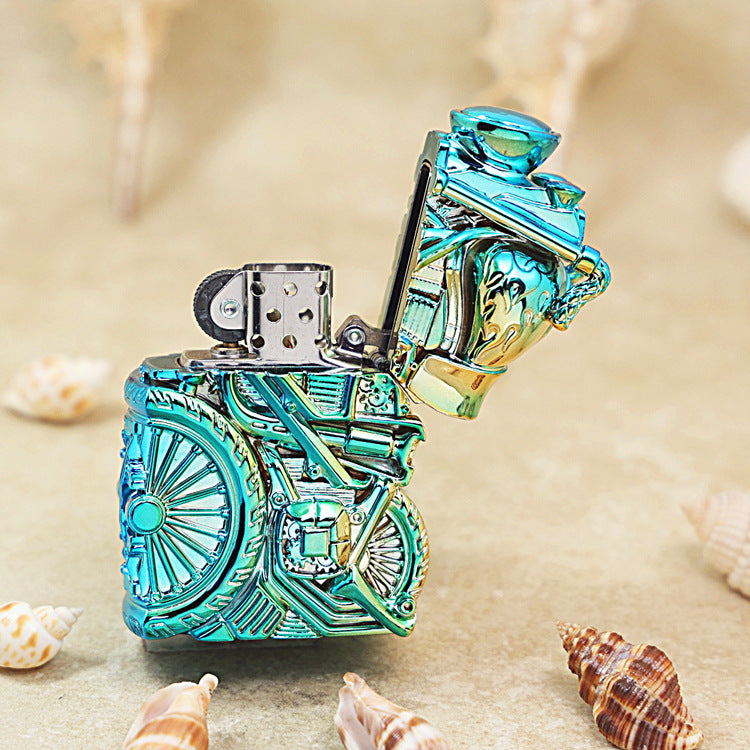Zippo Solid 3d-embossed Iridescent Steel Motorcycle Engine Case Bundle - CM48