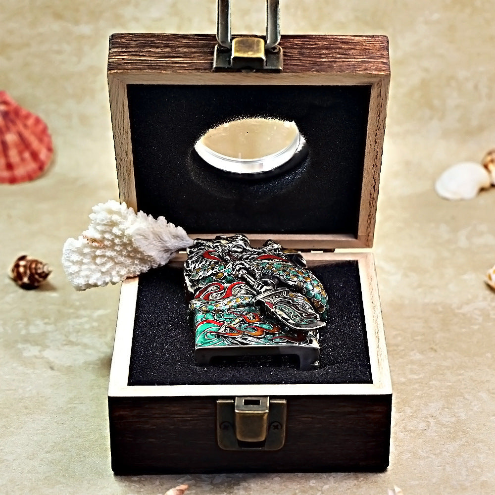 Zippo Solid 3d-embossed Multi Hue Enamel Guan Yu and Serpent Case Bundle - CM28