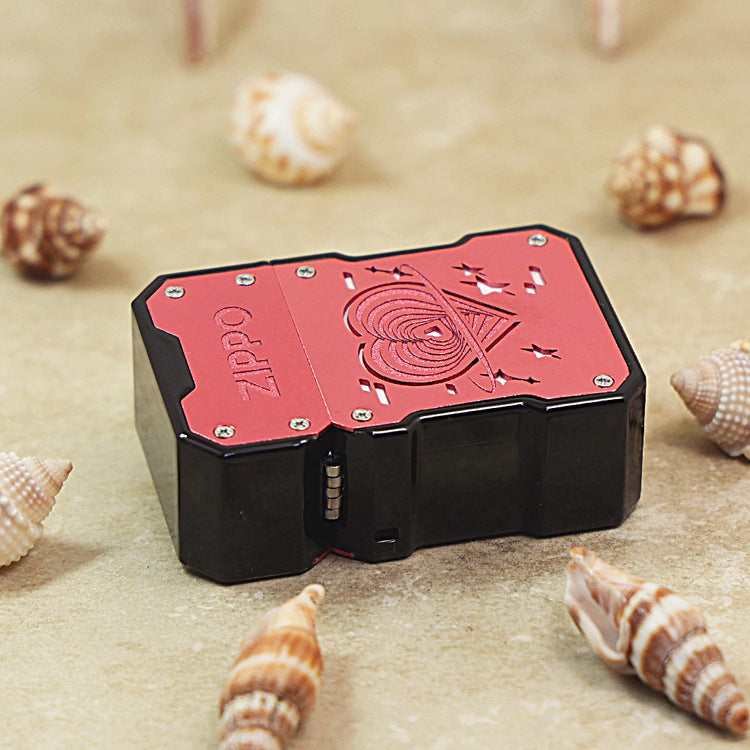 Zippo Solid 3d-embossed Pink Mecha Style Planetary Heart Case Bundle - CM39