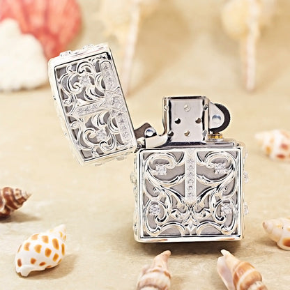Zippo Solid 3d-embossed Argent Openwork Diamond Crucifix Case - CM21