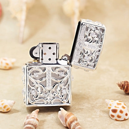 Zippo Solid 3d-embossed Argent Openwork Diamond Crucifix Case - CM21