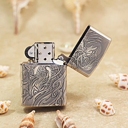 Zippo Solid 3d-embossed Argent Phoenix and Peony Case - CM35