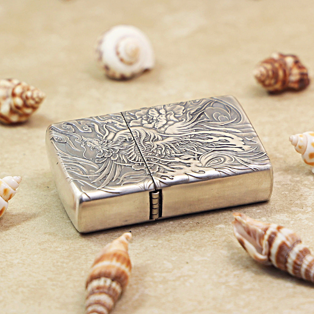 Zippo Solid 3d-embossed Argent Phoenix and Peony Case - CM35