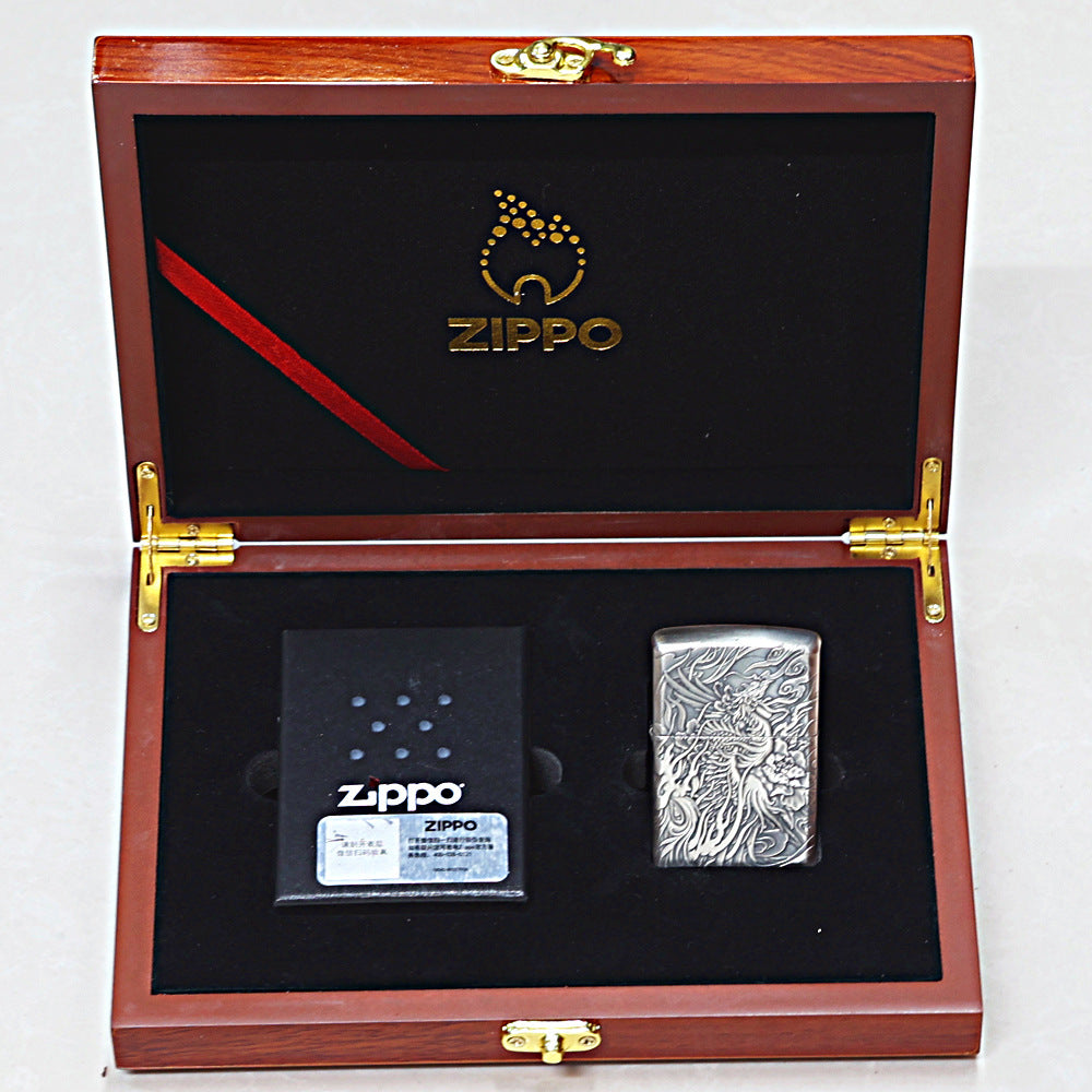 Zippo Solid 3d-embossed Argent Phoenix and Peony Case - CM35