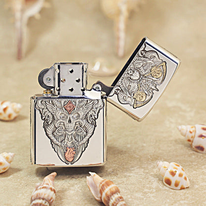 Zippo Solid 3d-embossed Argent Sword of Judgment and Cherubs Case - CM30