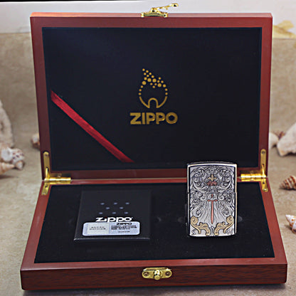 Zippo Solid 3d-embossed Argent Sword of Judgment and Cherubs Case - CM30