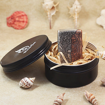 Zippo Solid 3d-embossed Two Finish Shakyamuni and Demon Good vs Evil Case - CM15