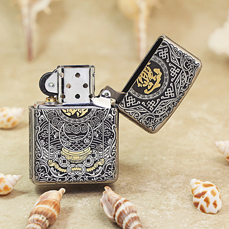 Zippo Solid 3d-embossed Two Finish Pixiu Fortune God Case - CM24