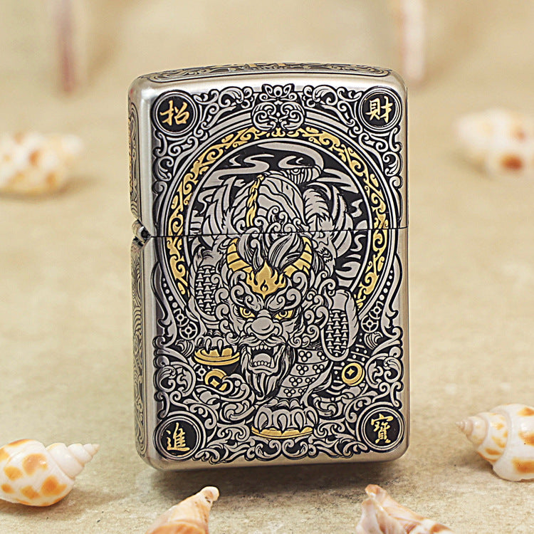 Zippo Solid 3d-embossed Two Finish Pixiu Fortune God Case - CM24