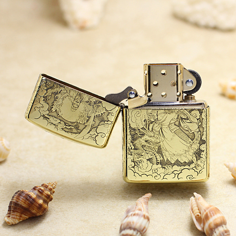 Zippo Premium Shine Bronze Intricate Chiseled God of War Guan Yu - CC127