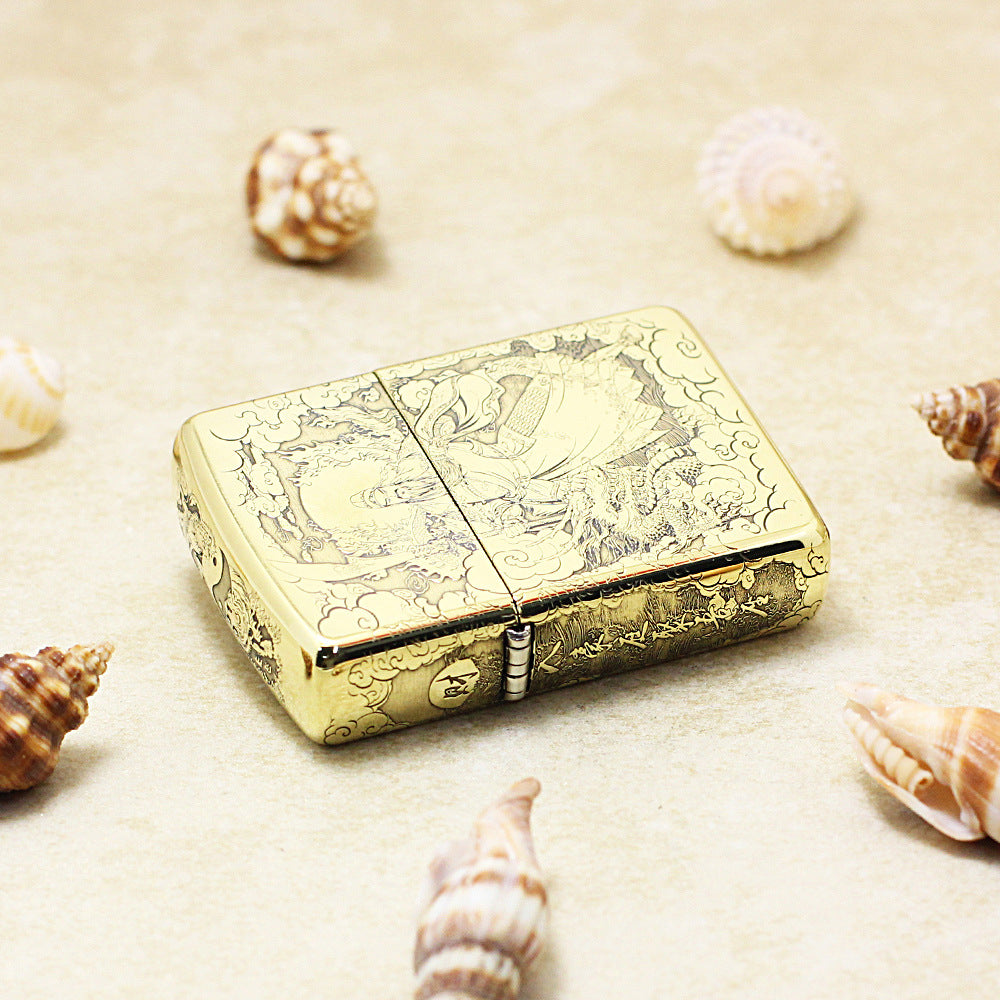 Zippo Premium Shine Bronze Intricate Chiseled God of War Guan Yu - CC127
