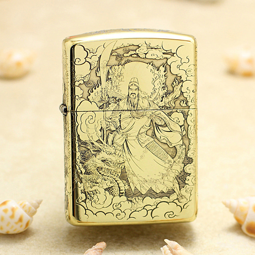 Zippo Premium Shine Bronze Intricate Chiseled God of War Guan Yu - CC127