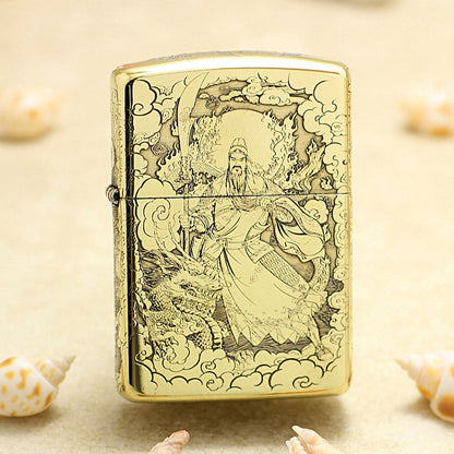 Zippo Premium Shine Bronze Intricate Chiseled God of War Guan Yu - CC127