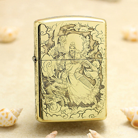 Zippo Premium Shine Bronze Intricate Chiseled God of War Guan Yu - CC127