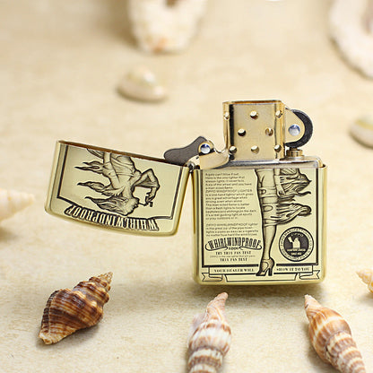 Zippo Premium Shine Bronze Intricate Chiseled Whirlwindproof Pin-Up Maiden - CC149