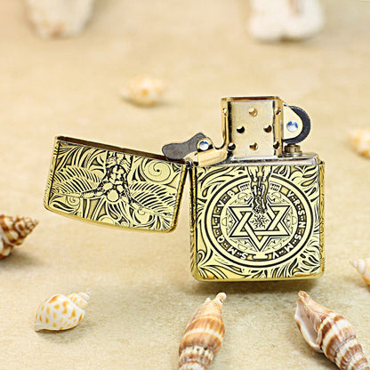 Zippo Premium Shine Bronze Chiseled Angelic Warrior Seal of Solomon - CC160