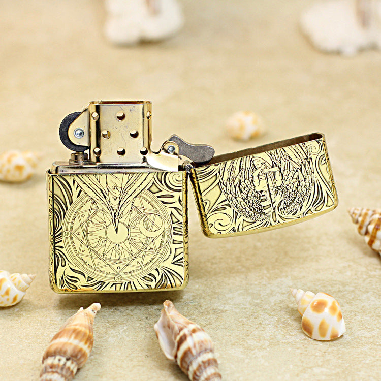 Zippo Premium Shine Bronze Chiseled Angelic Warrior Seal of Solomon - CC160