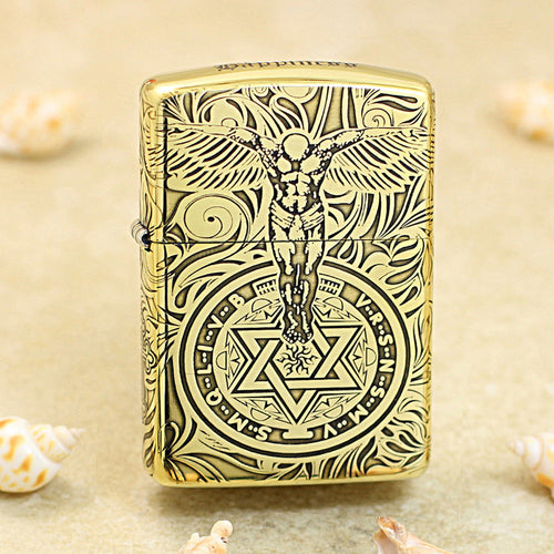 Zippo Premium Shine Bronze Chiseled Angelic Warrior Seal of Solomon - CC160