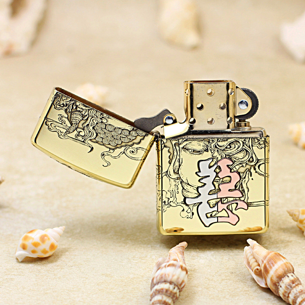 Zippo Premium Shine Bronze Chiseled Duality of Good and Evil - CC157