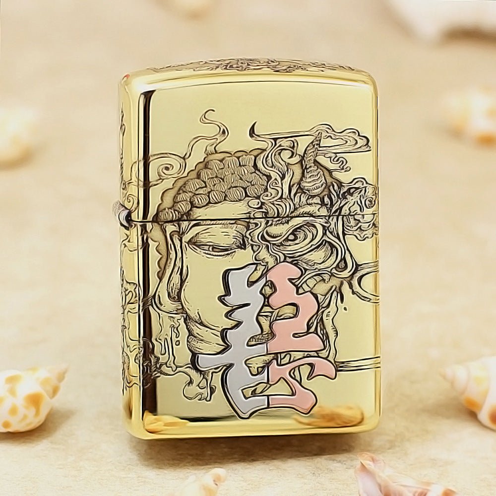 Zippo Premium Shine Bronze Chiseled Duality of Good and Evil - CC157