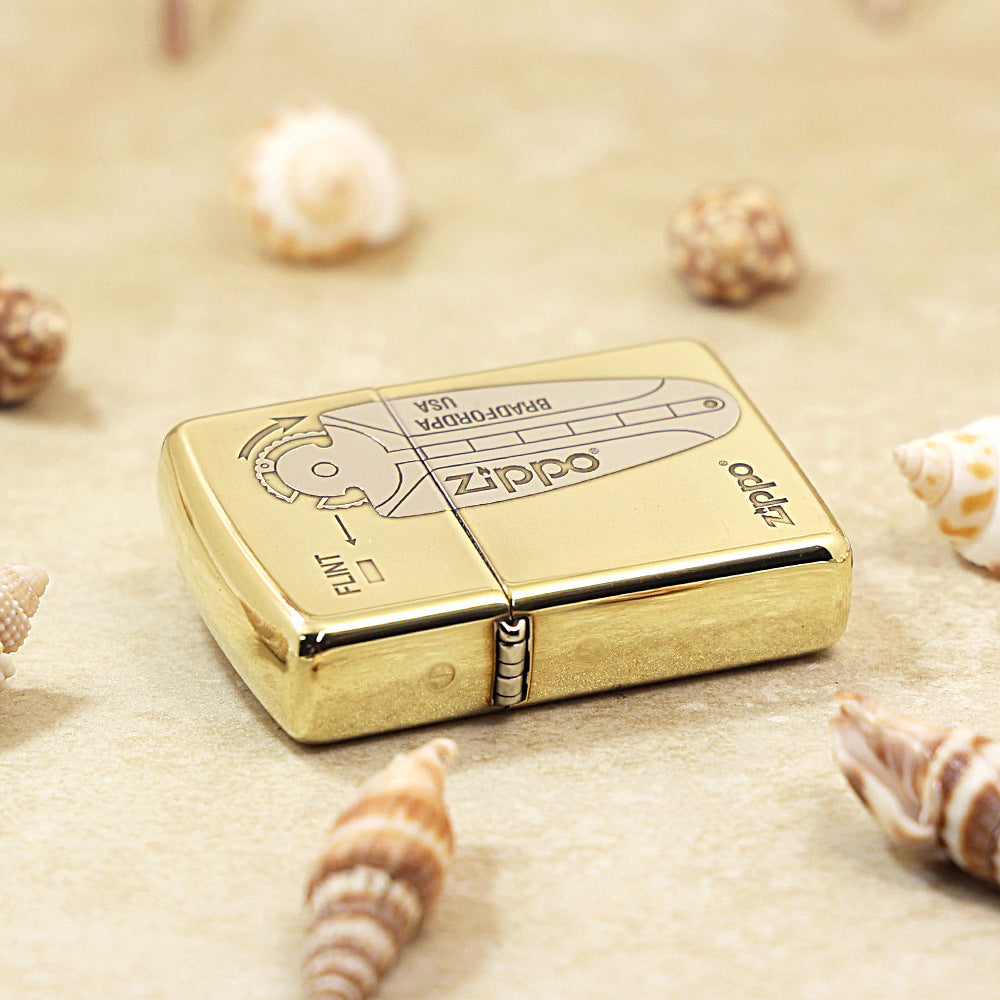 Zippo Premium Shine Bronze Chiseled Flint Mechanism Diagram - SC30