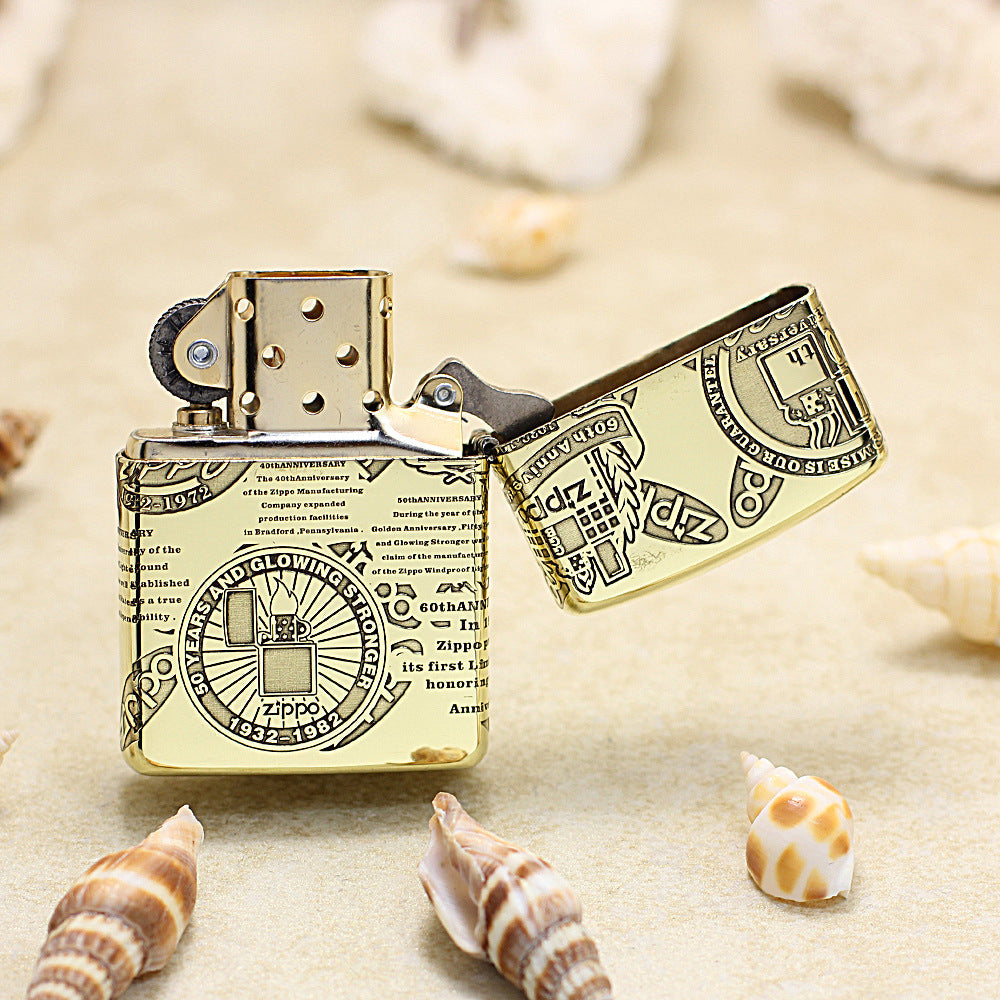 Zippo Premium Shine Bronze Chiseled Historical Logos Anniversary Design - CC150