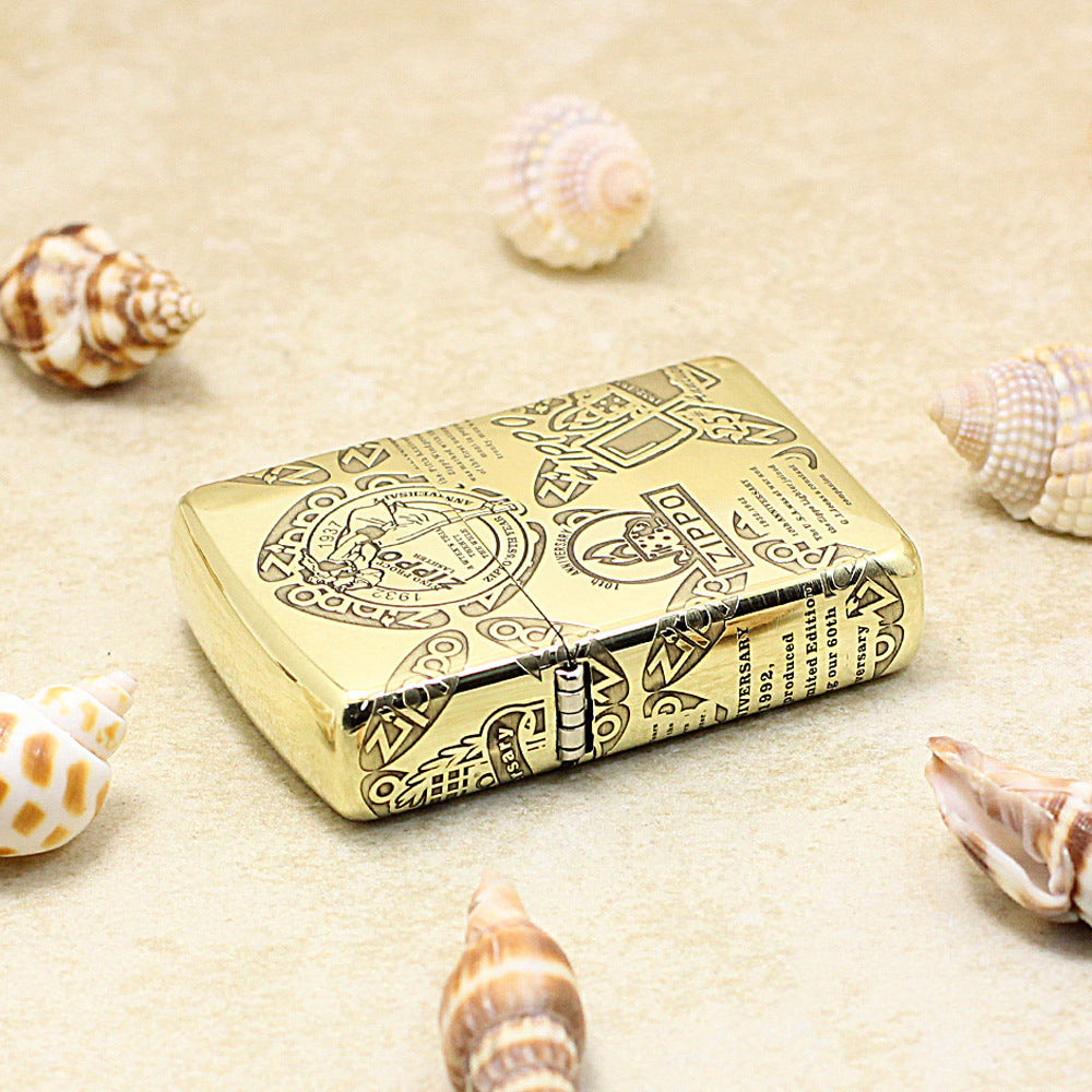 Zippo Premium Shine Bronze Chiseled Historical Logos Anniversary Design - CC150