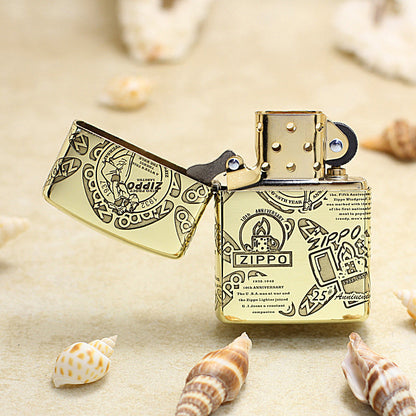 Zippo Premium Shine Bronze Chiseled Historical Logos Anniversary Design - CC150