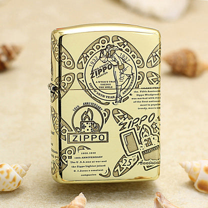Zippo Premium Shine Bronze Chiseled Historical Logos Anniversary Design - CC150