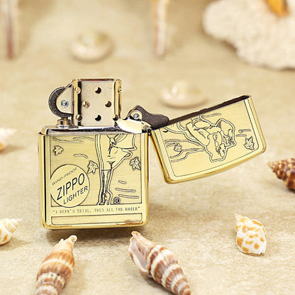 Zippo Premium Shine Bronze Chiseled Pin-Up Maiden Autumn Wind - CC151