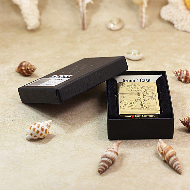Zippo Premium Shine Bronze Chiseled Pin-Up Maiden Autumn Wind - CC151