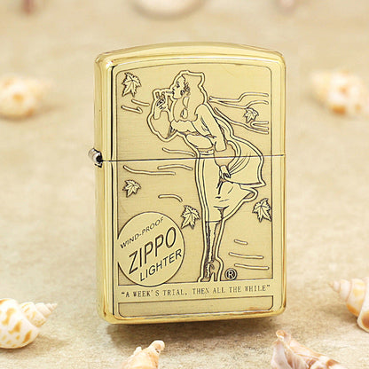 Zippo Premium Shine Bronze Chiseled Pin-Up Maiden Autumn Wind - CC151