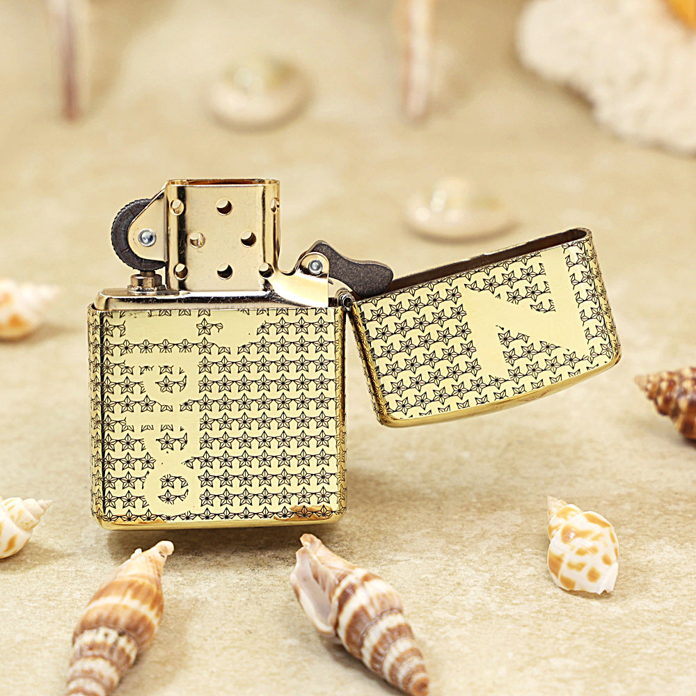 Zippo Premium Shine Bronze Chiseled Star Field Pin-Up Maiden - CC134