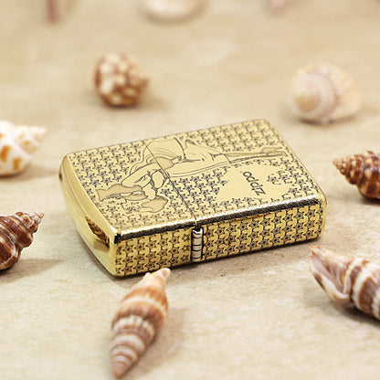 Zippo Premium Shine Bronze Chiseled Star Field Pin-Up Maiden - CC134